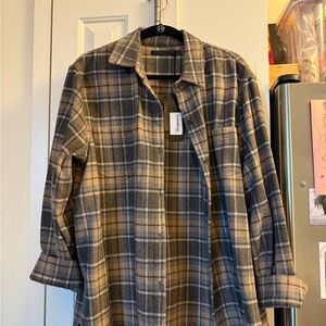 Jenni Kayne Plaid Shirt - Brown and Gray size L